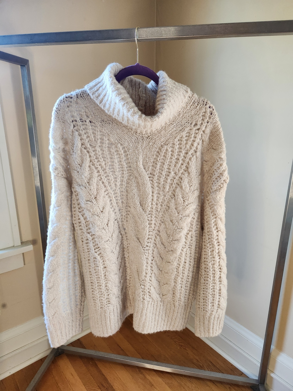 Brochu Walker Cream Cable Turtleneck Sweater